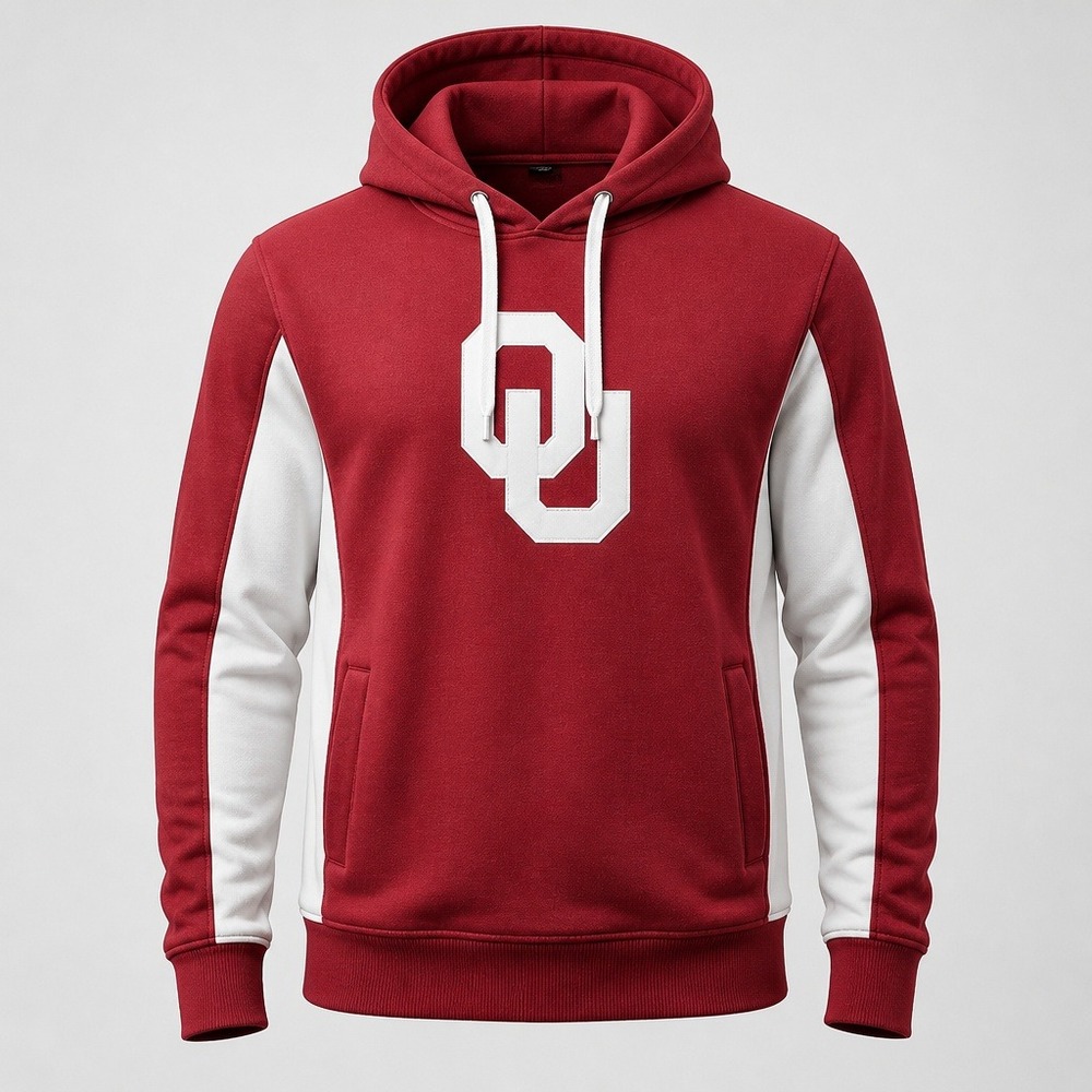 Colosseum Oklahoma Sooners Hoodie Mens Medium Red White OU Sweatshirt